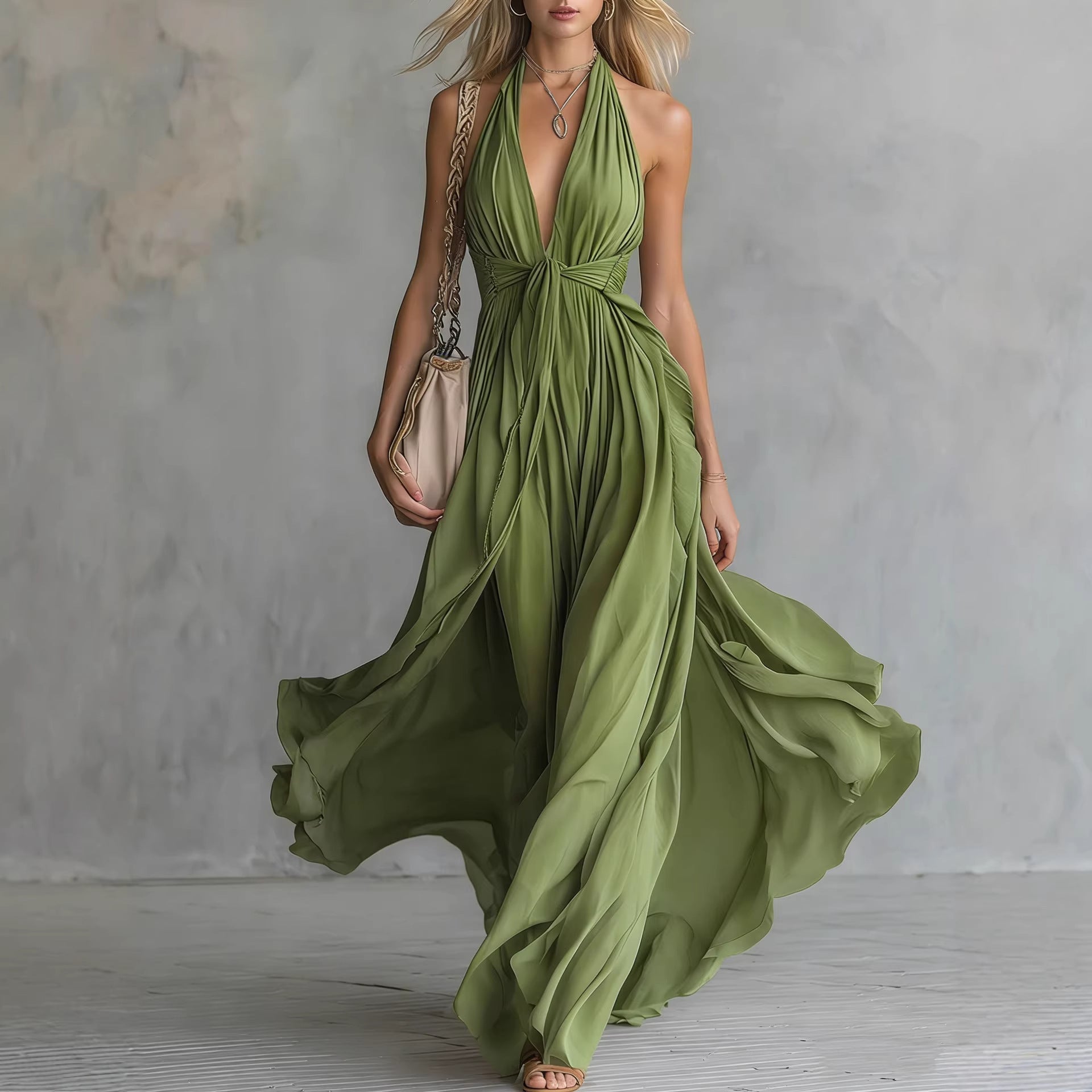 Womens V-Neck Sleeveless Dress