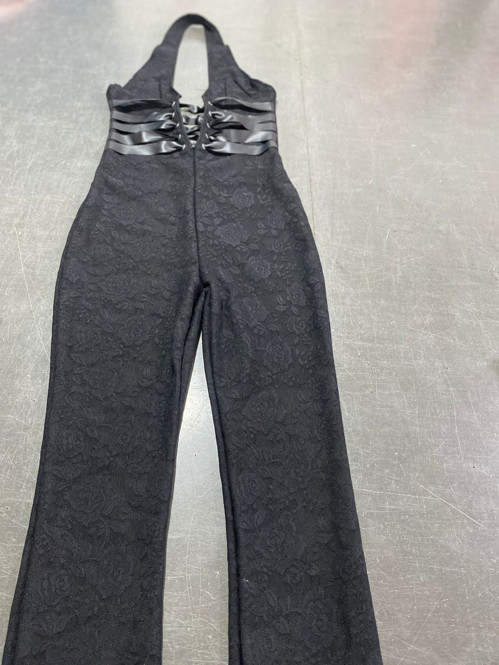 Lace Halter Neck Wide-Leg Jumpsuit