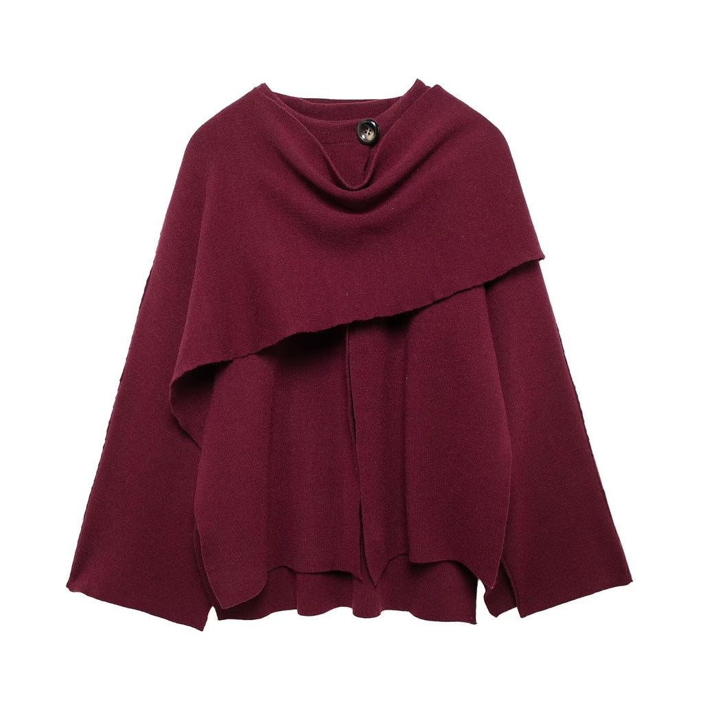 Asymmetrical Scarf Collar Knitted Jacket