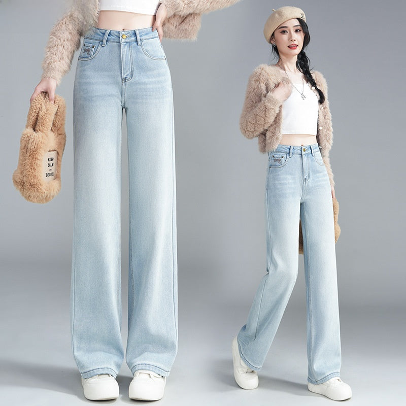 Womens High Waist Wide Leg Jeans