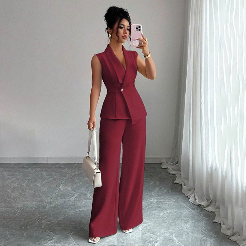 Elegant Sleeveless Vest and Pants Set