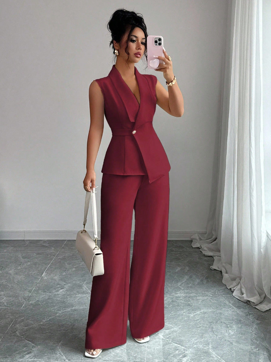Elegant Sleeveless Vest and Pants Set