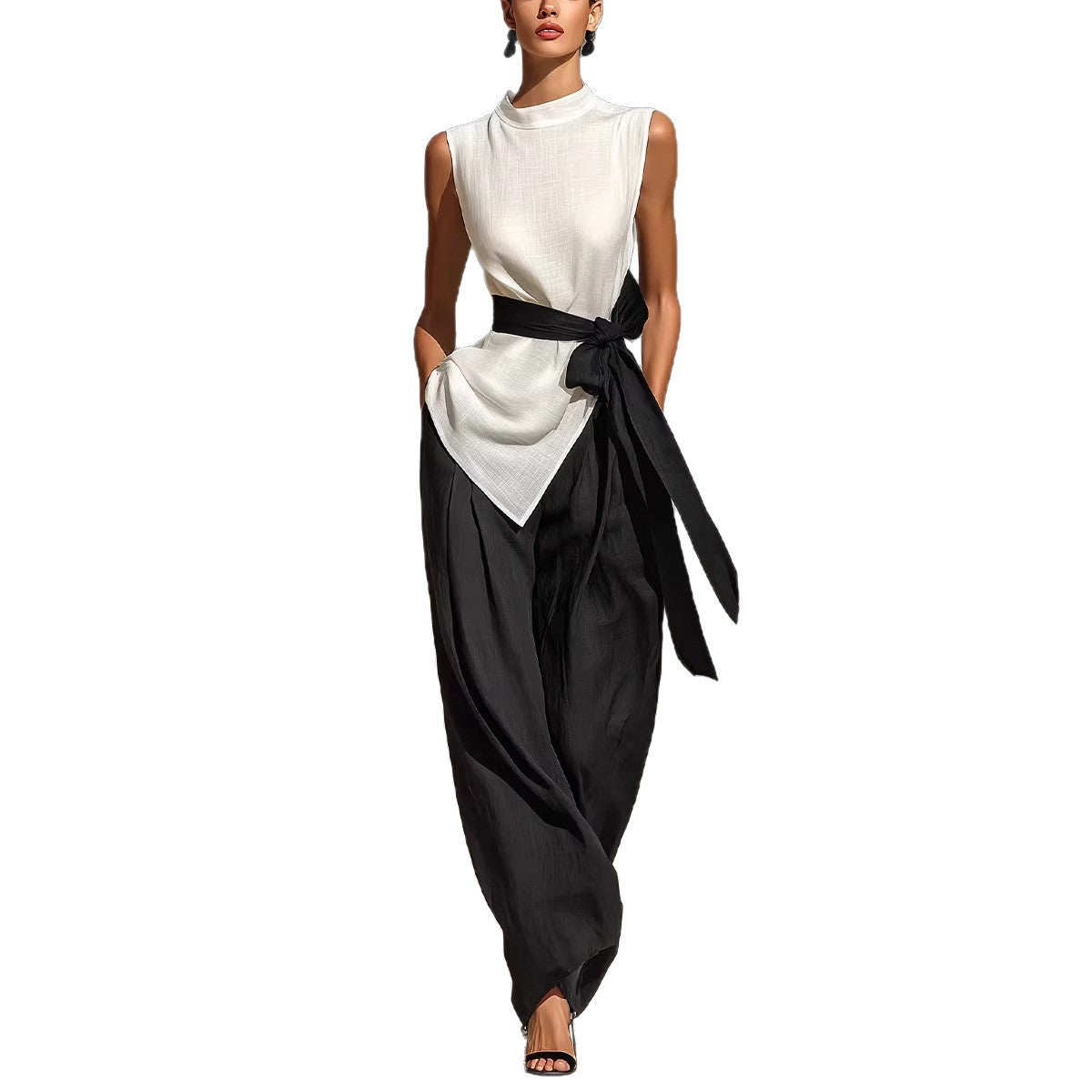 Womens Sleeveless Top and Wide-Leg Pants