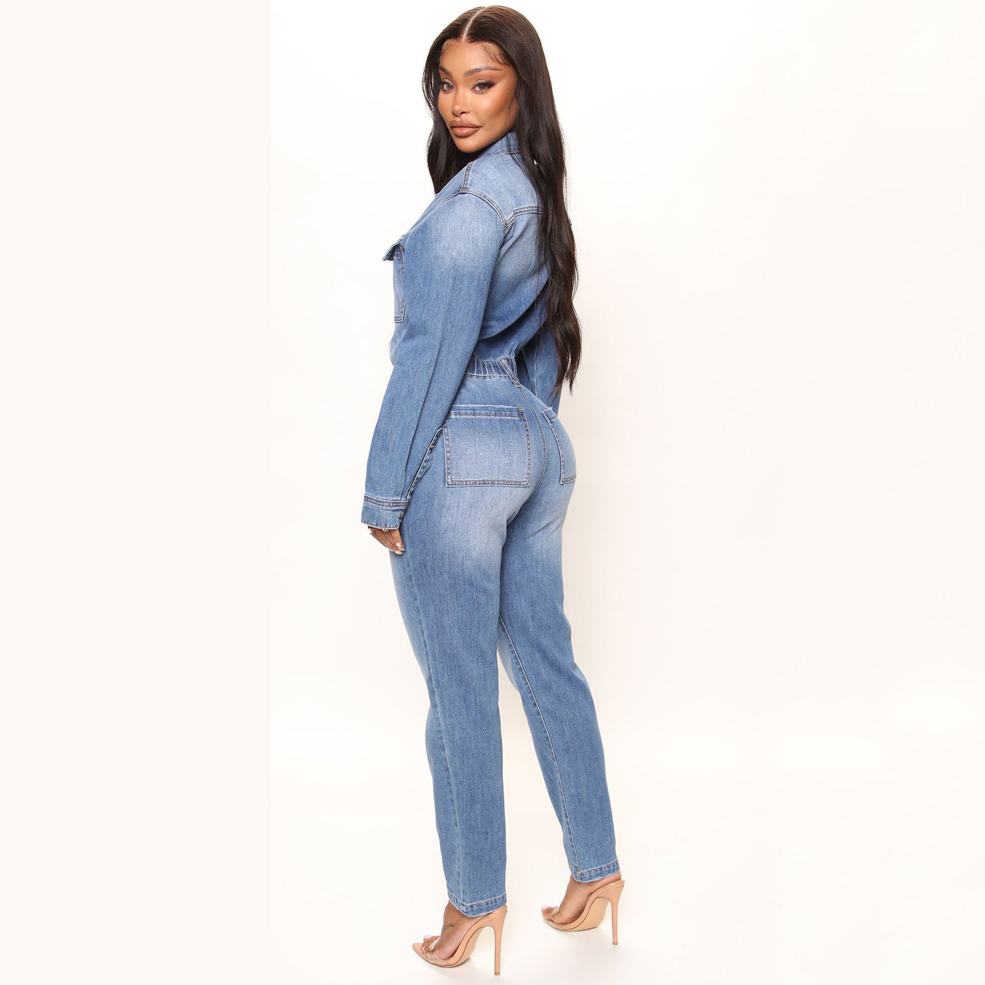 Long Sleeve Denim Jumpsuit for Women