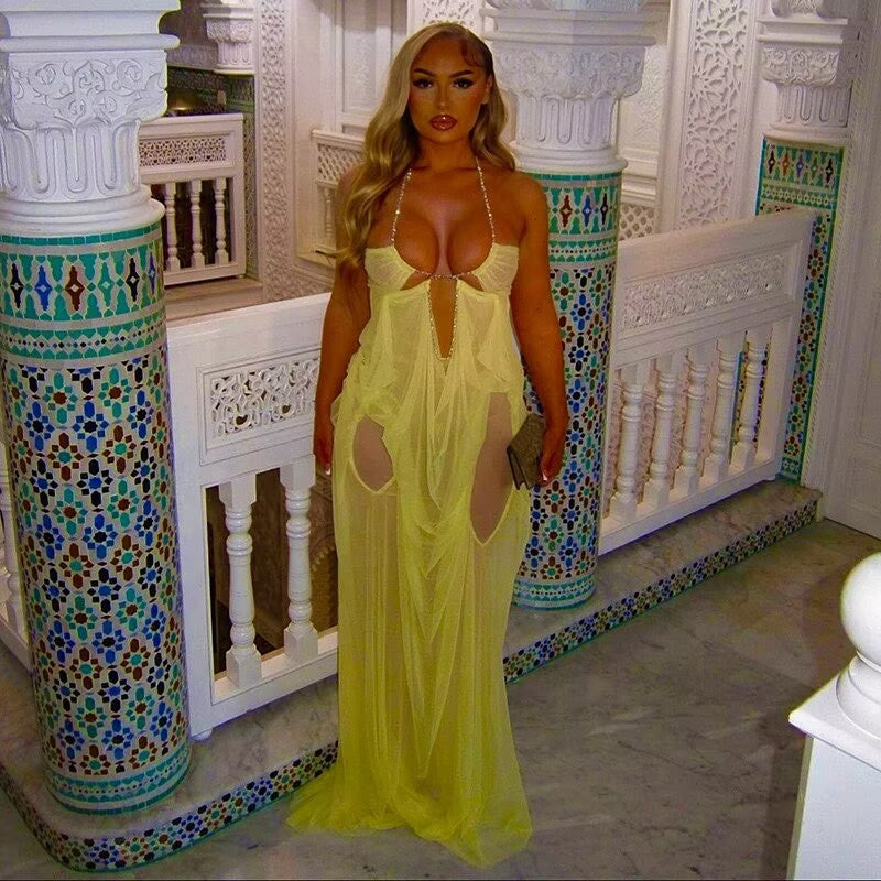 Mesh Halter Neck Dress