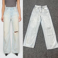 Light Blue High Waist Distressed Denim Pants
