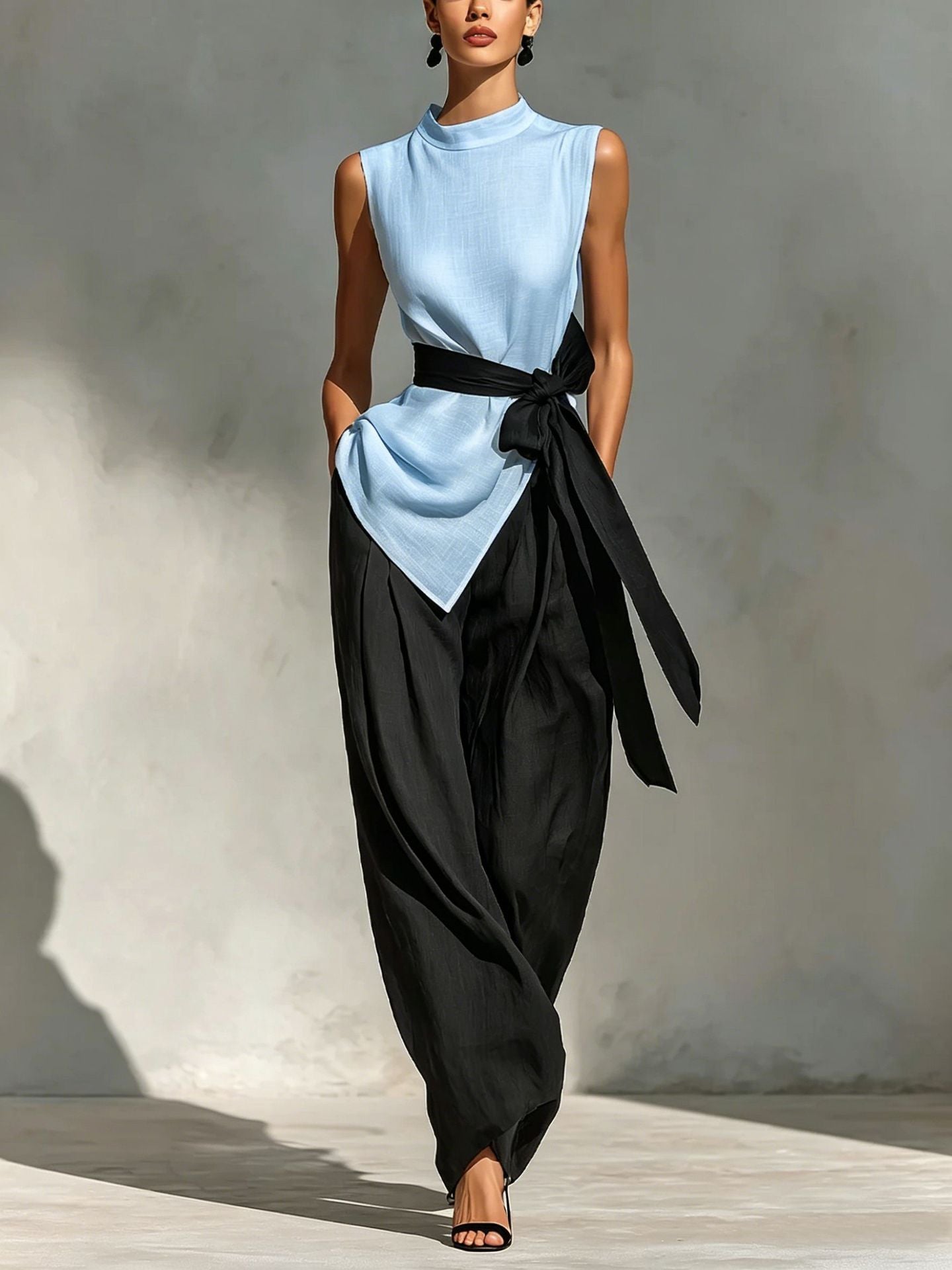 Womens Sleeveless Top and Wide-Leg Pants